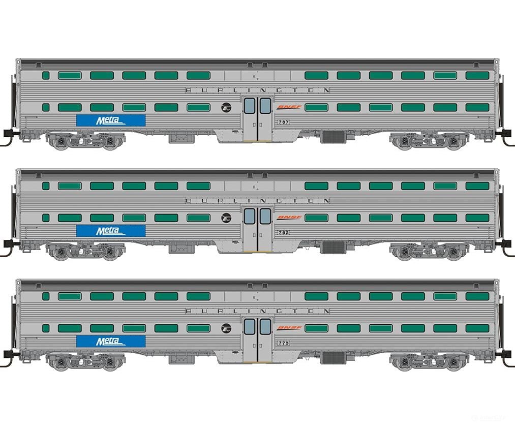 Rapido 545012 N Gallery Commuter Car: Metra - Bnsf Swoosh (Cb&Q): Set #4 (Coaches: 762 767 773)