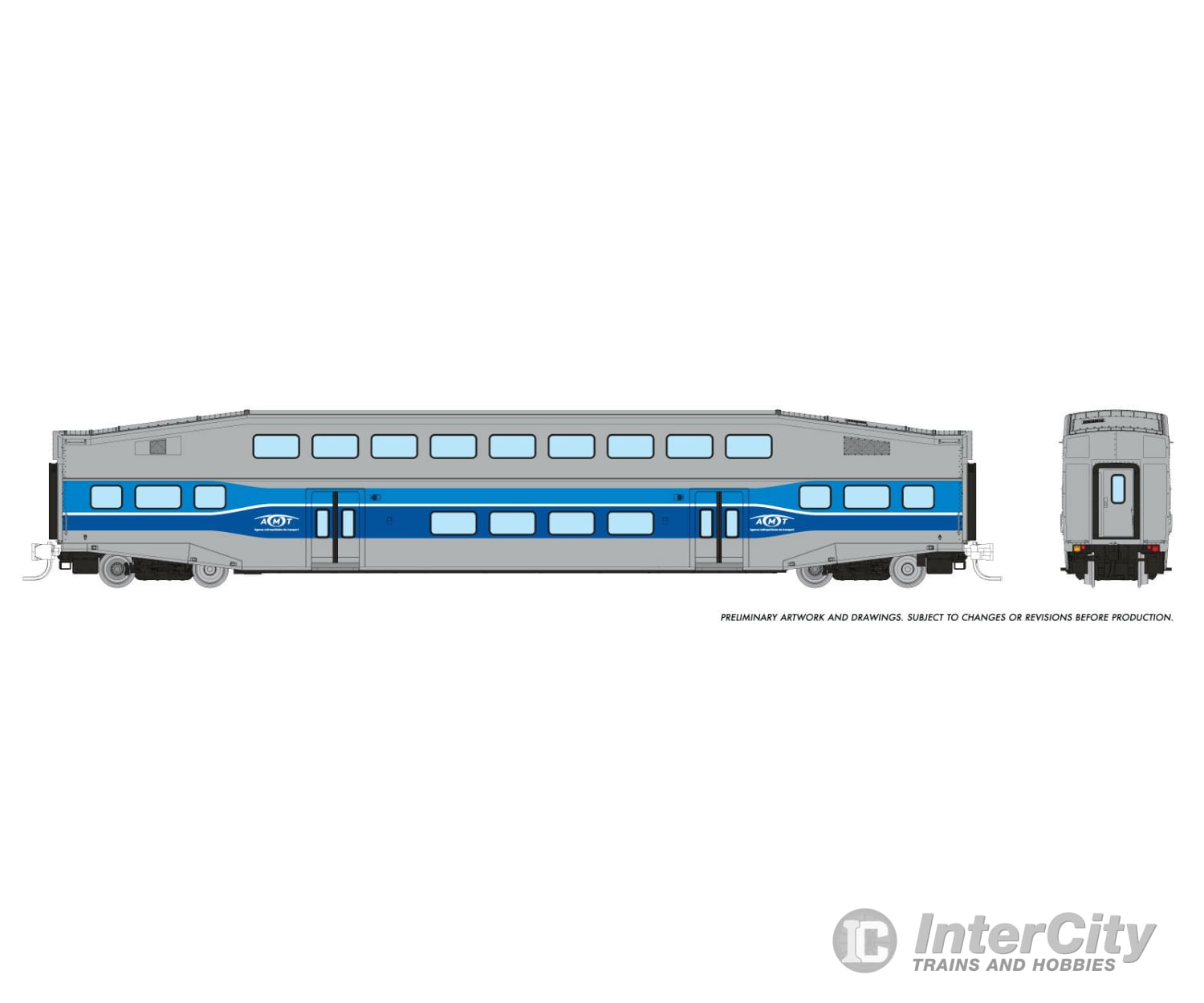 Rapido 546004 N Bilevel Commuter Car: Amt Montreal: Set #1 (Cab: 2001 Coaches: 2024 2031) Passenger