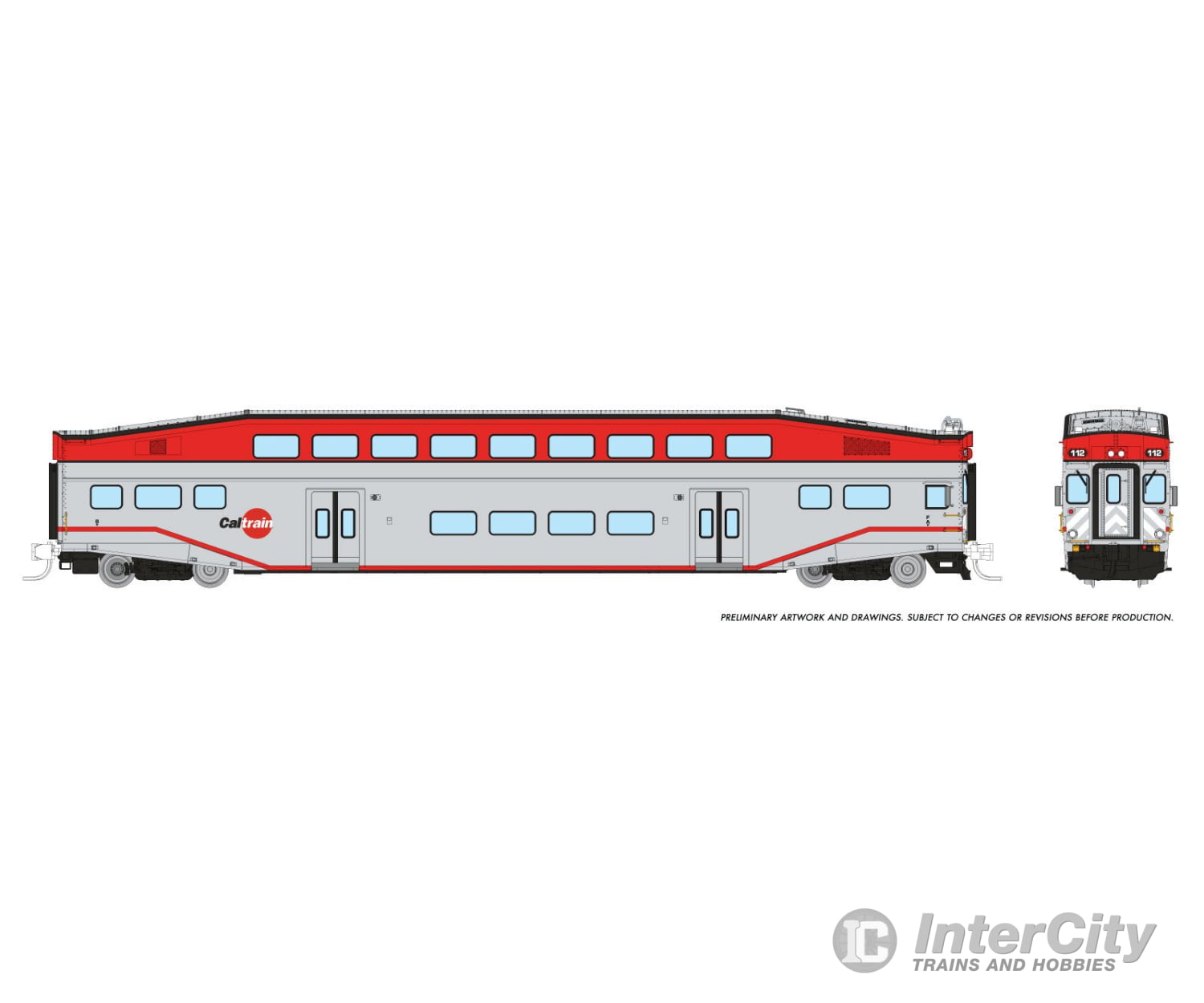 Rapido 546007 N Bilevel Commuter Car: Caltrain: Set #1 (Cab: 119 Coaches: 231 234) Passenger Cars