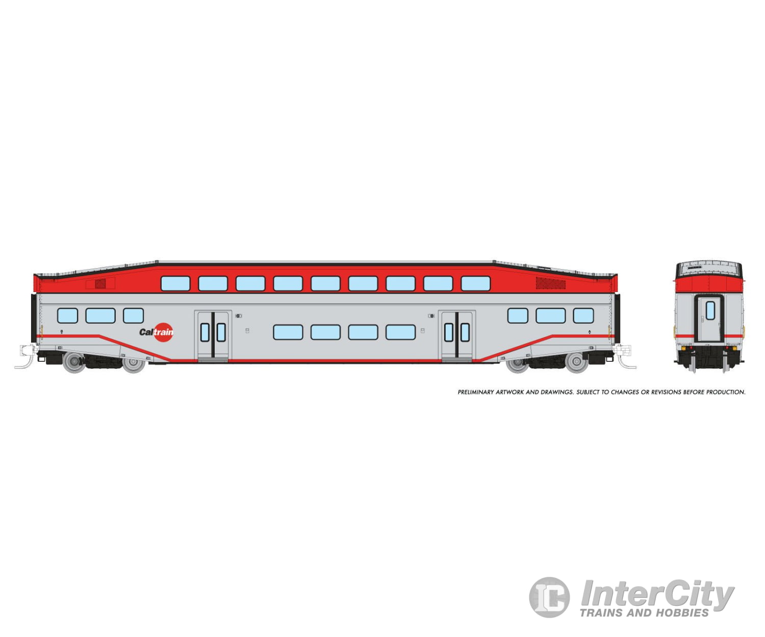 Rapido 546007 N Bilevel Commuter Car: Caltrain: Set #1 (Cab: 119 Coaches: 231 234) Passenger Cars