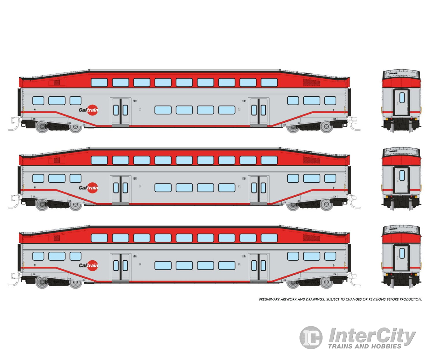 Rapido 546009 N Bilevel Commuter Car: Caltrain: Set #3 (Coaches: 230 233 235) Passenger Cars