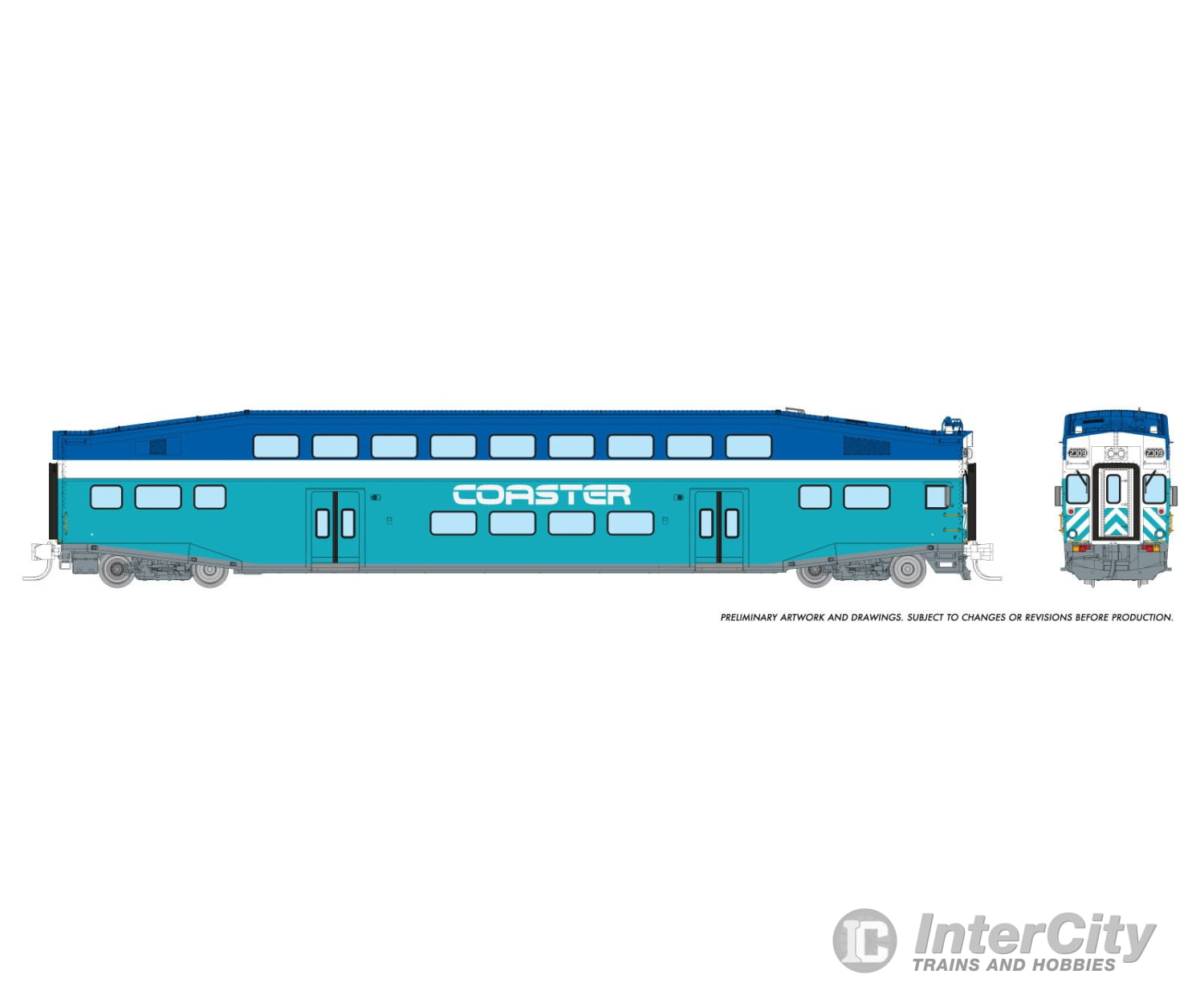 Rapido 546011 N Bilevel Commuter Car: Coaster - Early: Set #2 (Cab: 2310 Coaches: 2502 2503)