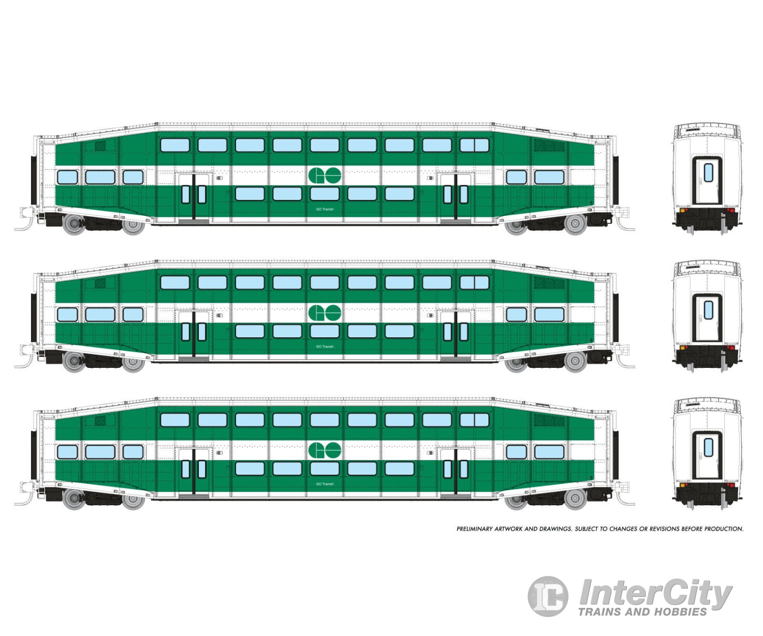 Rapido 546015 N Bilevel Commuter Car: Go Transit: Set #3 (Coaches: 2310 2325 2341) Passenger Cars