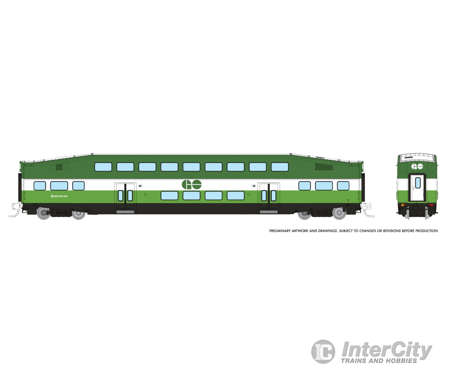 Rapido 546017 N Bilevel Commuter Car: Go/Metrolinx: Set #2 (Cab: 257 Coaches: 2838 2857) Passenger