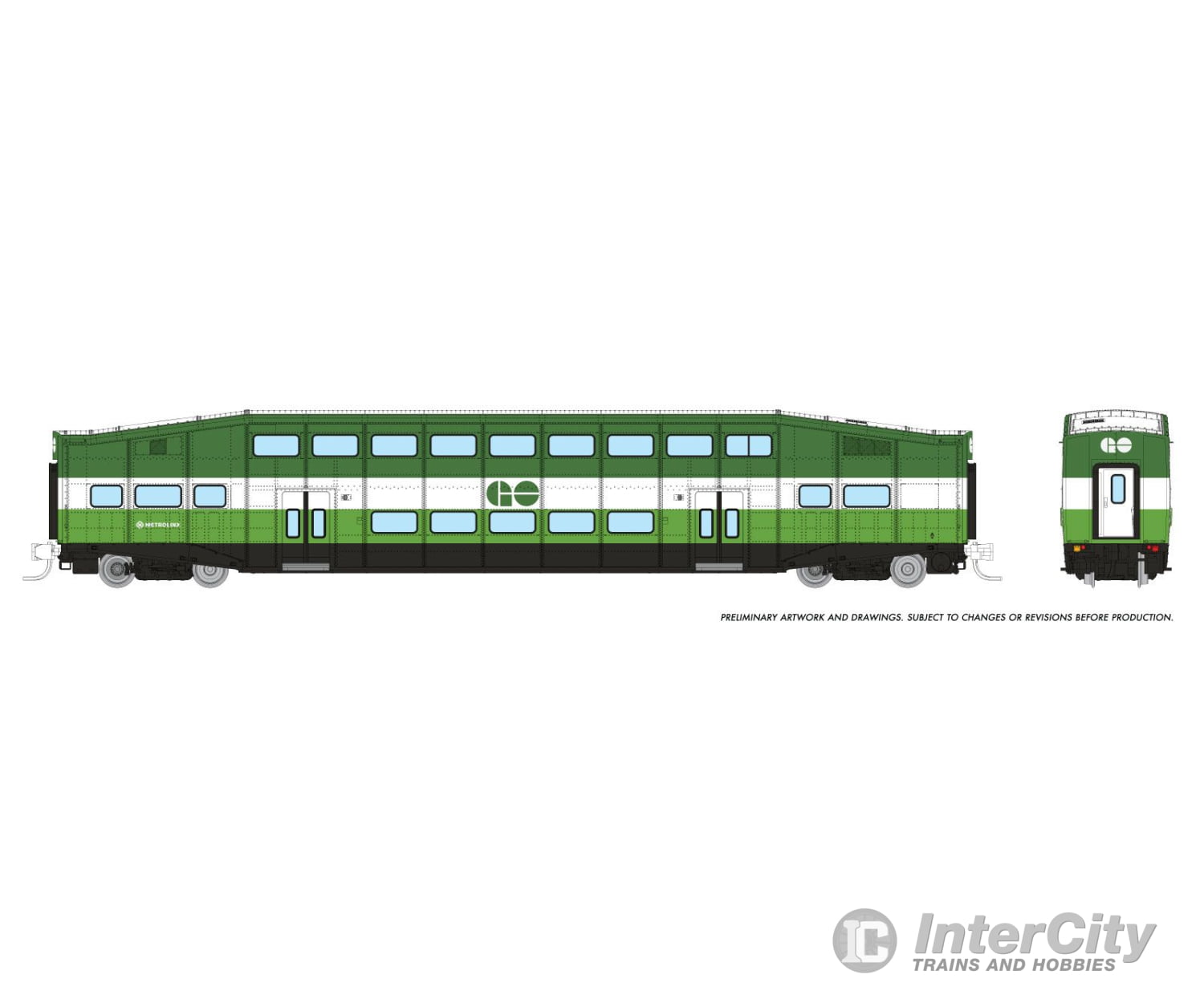 Rapido 546018A N Bilevel Commuter Car: Go/Metrolinx: Single Coach Passenger Cars