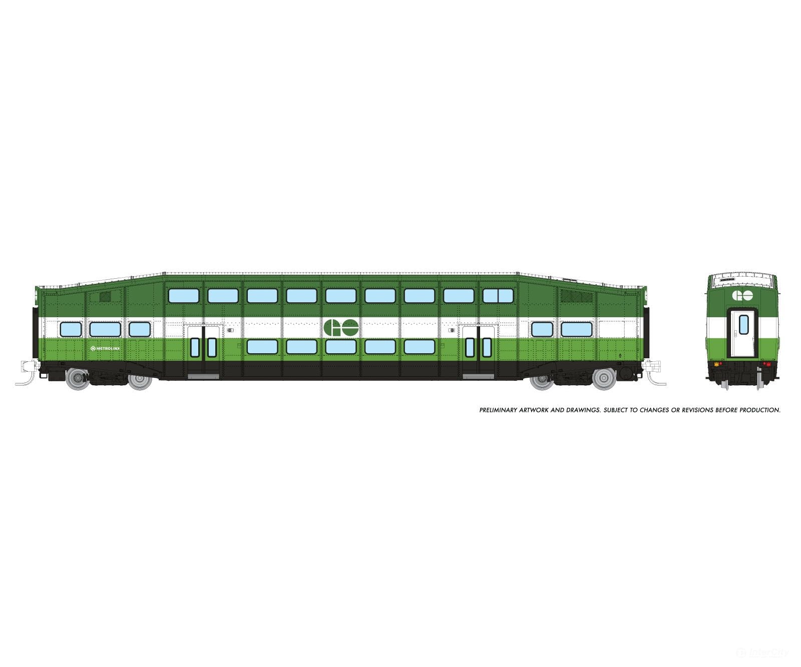 Rapido 546018A N Bilevel Commuter Car: Go/Metrolinx: Single Coach Passenger Cars