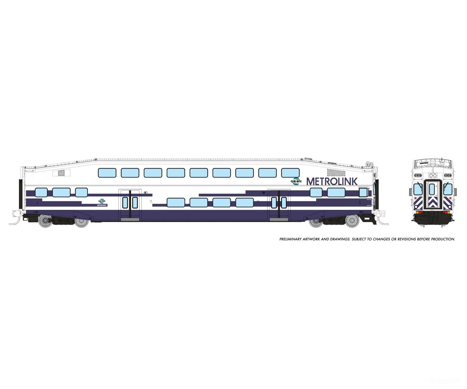 Rapido 546019 N Bilevel Commuter Car: Metrolink - As Delivered: Set #1 (Cab: 632 Coaches: 188 203)