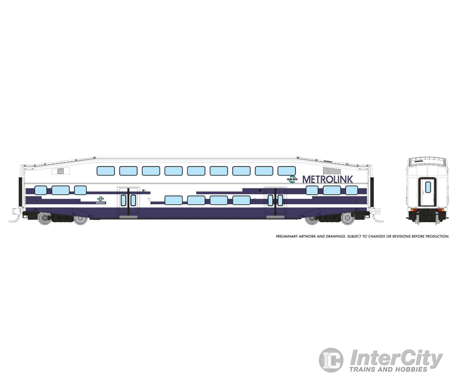 Rapido 546019 N Bilevel Commuter Car: Metrolink - As Delivered: Set #1 (Cab: 632 Coaches: 188 203)