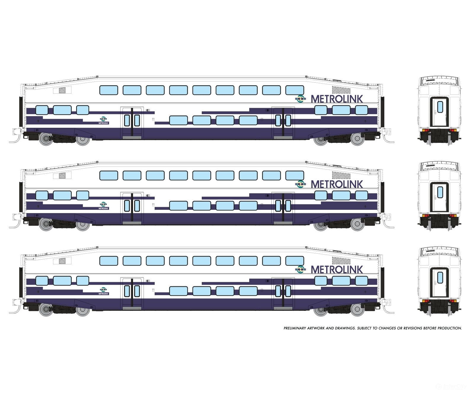 Rapido 546021 N Bilevel Commuter Car: Metrolink - As Delivered: Set #3 (Coaches: 183 195 208)