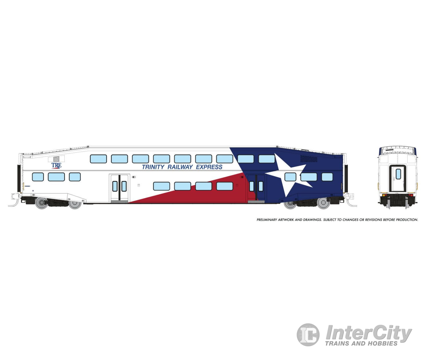 Rapido 546025 N Bilevel Commuter Car: Trinity Rail Express: Set #1 (Cab: 1004 Coaches: 1060 1063)