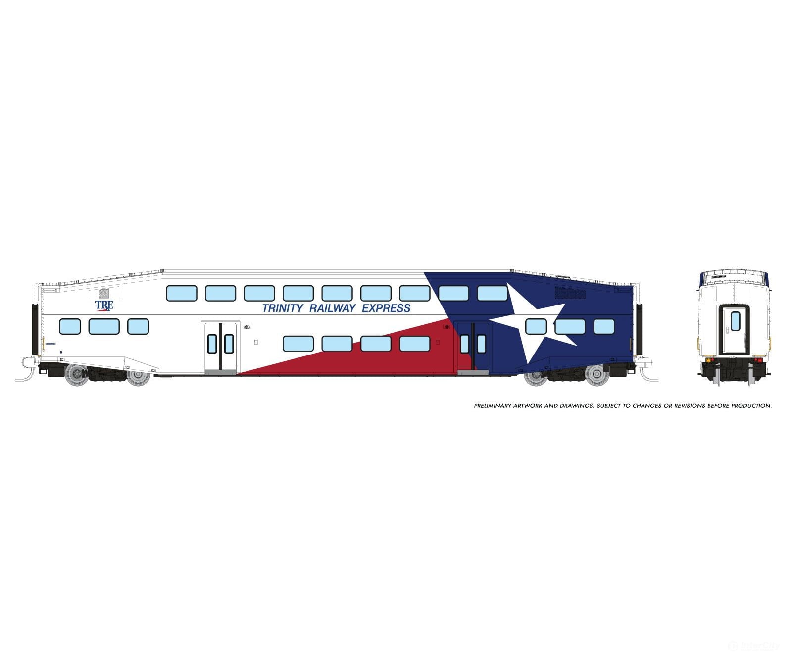 Rapido 546027 N Bilevel Commuter Car: Trinity Rail Express: Set #3 (Coaches: 1050 1053 1058)