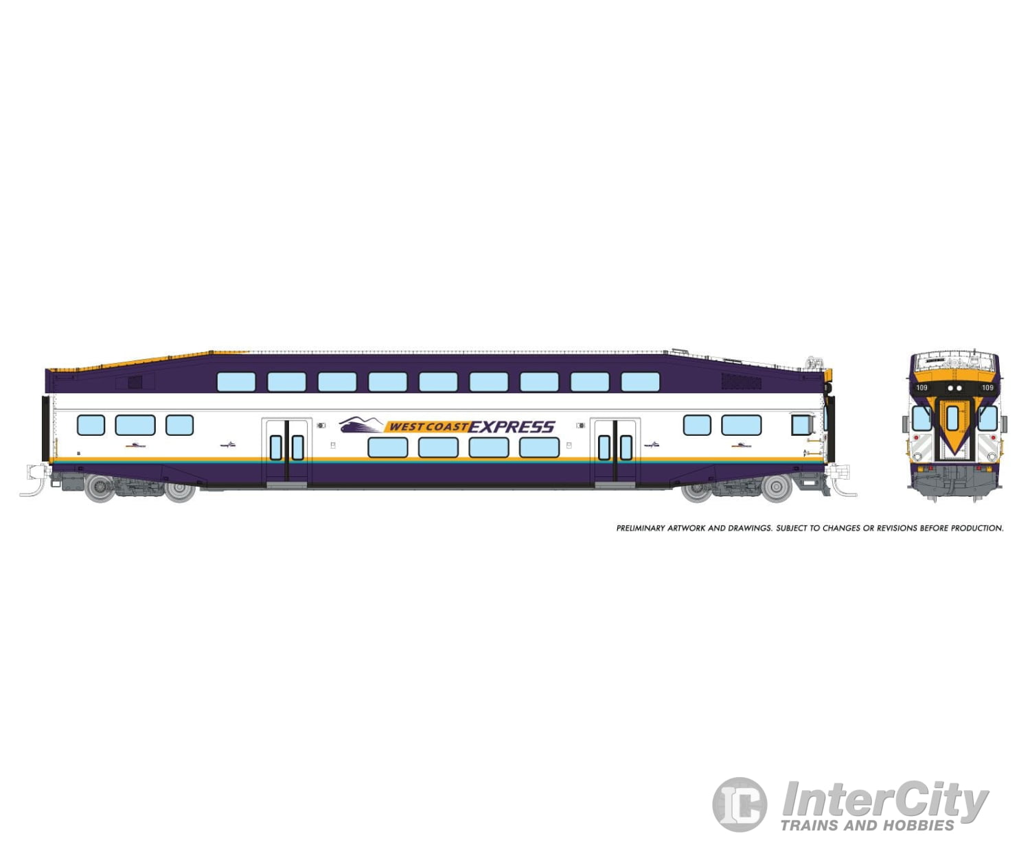 Rapido 546031 N Bilevel Commuter Car: West Coast Express: Set #1 (Cab: 108 Coaches: 304 308)