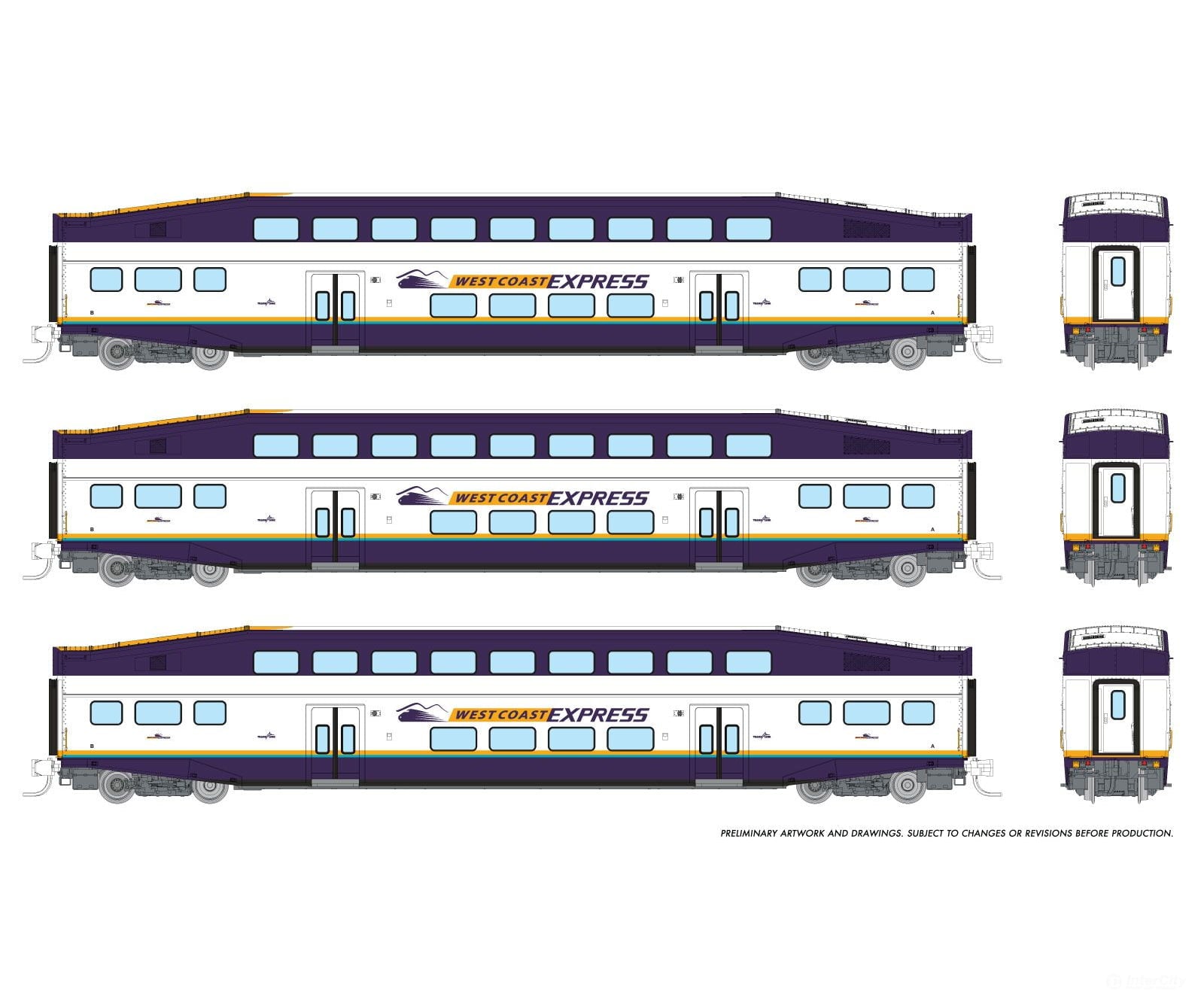 Rapido 546033 N Bilevel Commuter Car: West Coast Express: Set #3 (Coaches: 302 303 307) Passenger
