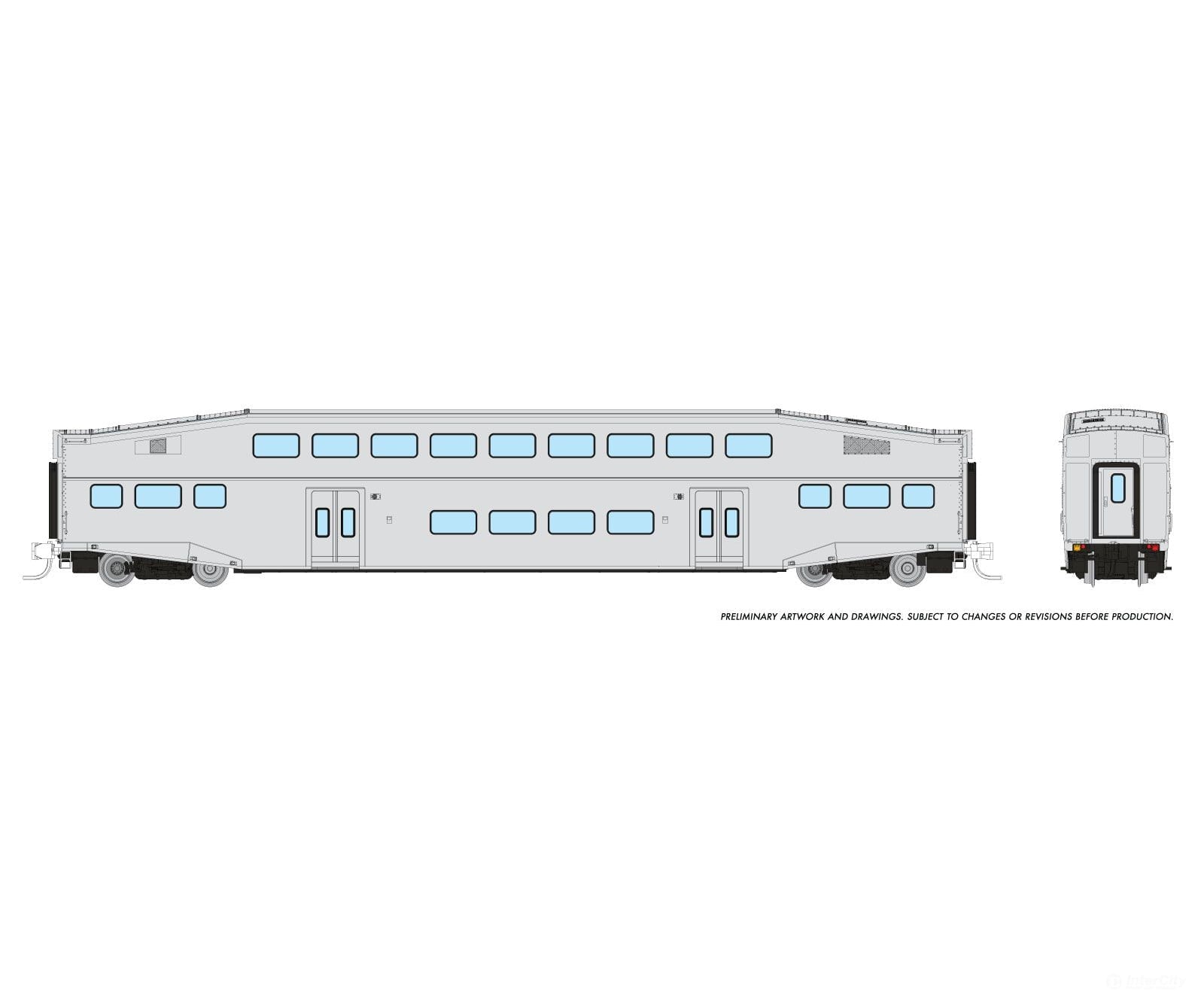 Rapido 546097 N Bilevel Commuter Car: Undecorated Coach: Late Version (Series Iv) Passenger Cars