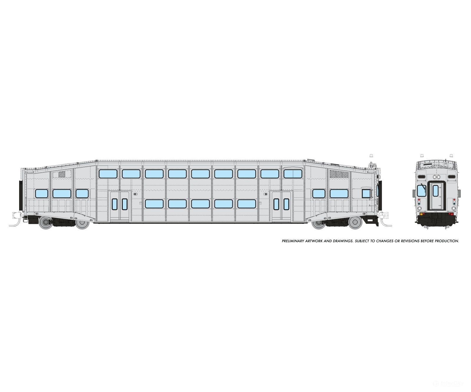 Rapido 546098 N Bilevel Commuter Car: Undecorated Cab Early Version (Series I) Passenger Cars
