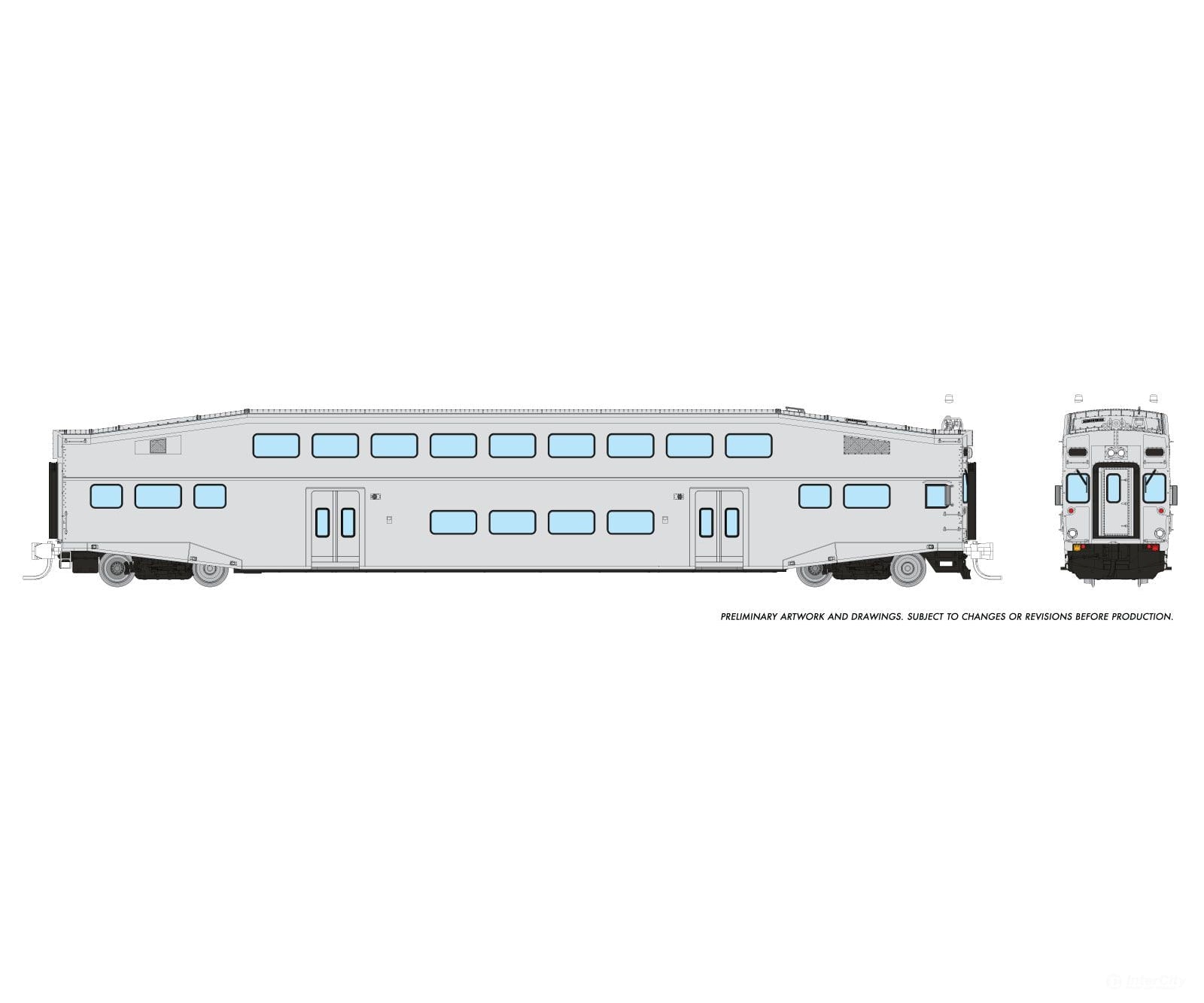 Rapido 546099 N Bilevel Commuter Car: Undecorated Cab Late Version (Series Iv) Passenger Cars