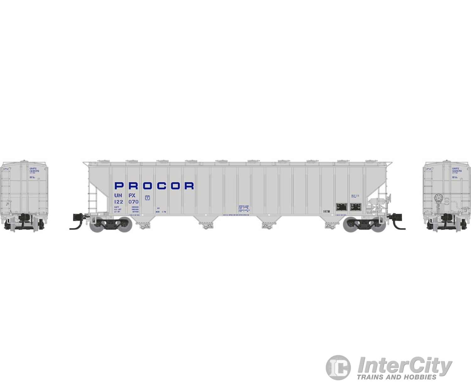 Rapido 560001 N Procor 5820 Covered Hopper: Unpx - Blue Stencil: 6-Pack