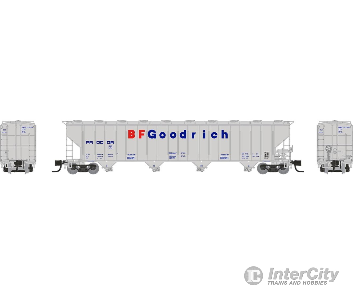 Rapido 560004 N Procor 5820 Covered Hopper: Unpx - W/ Bf Goodrich: 3-Pack