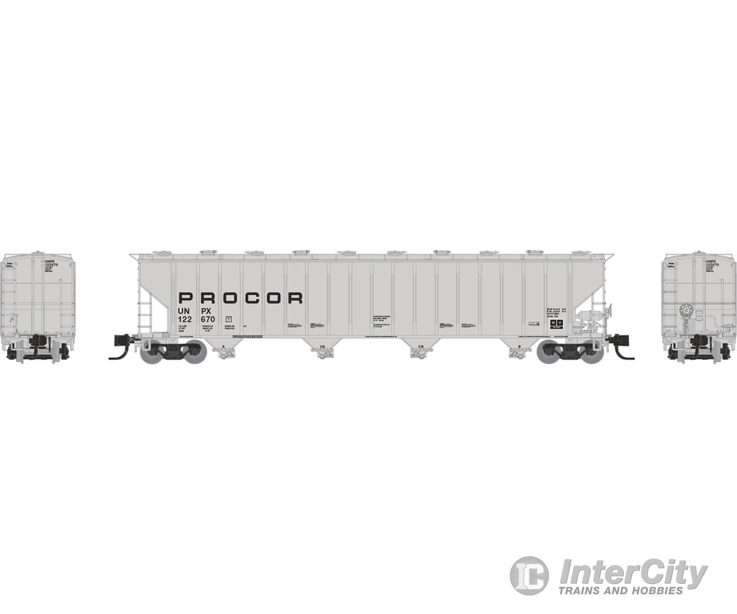 Rapido 560005 N Procor 5820 Covered Hopper: Unpx - Low Black Solid: 6-Pack