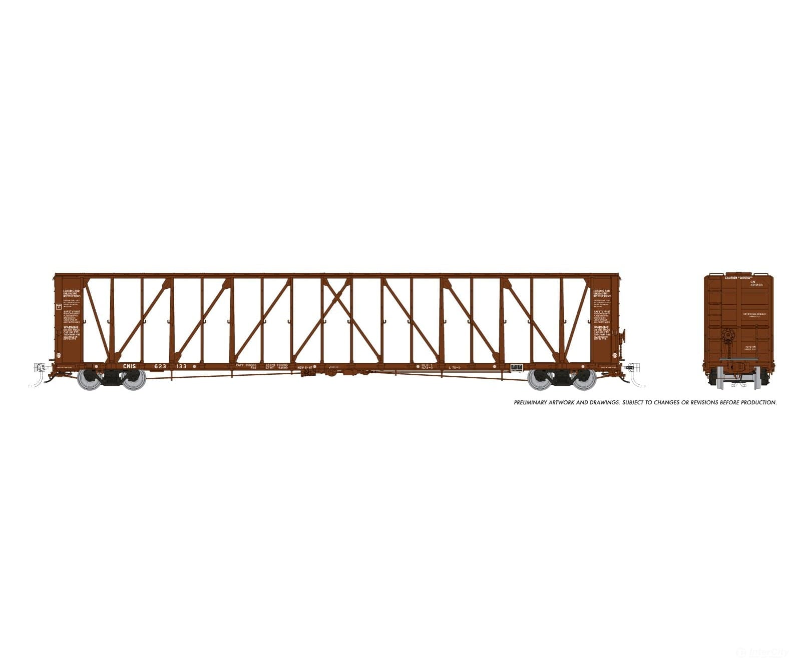 Rapido 562010 N NSC Centerbeam Flatcar: CNIS - Brown: 6-Pack Freight Cars