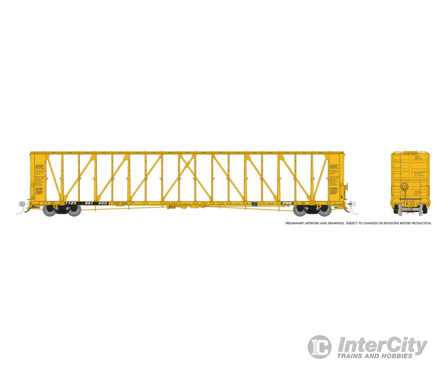 Rapido 562014A N NSC Centerbeam Flatcar: Trailer Train (TTZX) - Early Ribbed Deck: Single Car Freight Cars