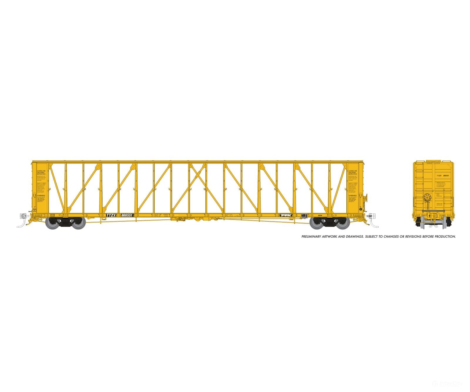 Rapido 562015A N NSC Centerbeam Flatcar: Trailer Train (TTZX) - Late Flush Deck: Single Car Freight Cars