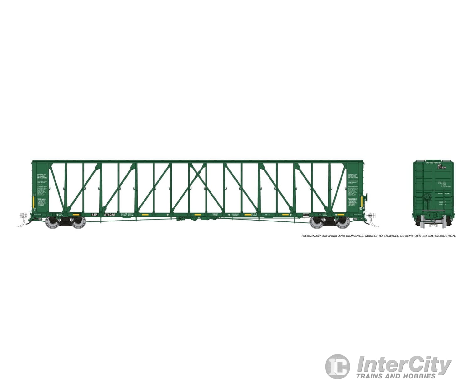 Rapido 562016 N NSC Centerbeam Flatcar: Union Pacific - Red Patchout: 6-Pack Freight Cars