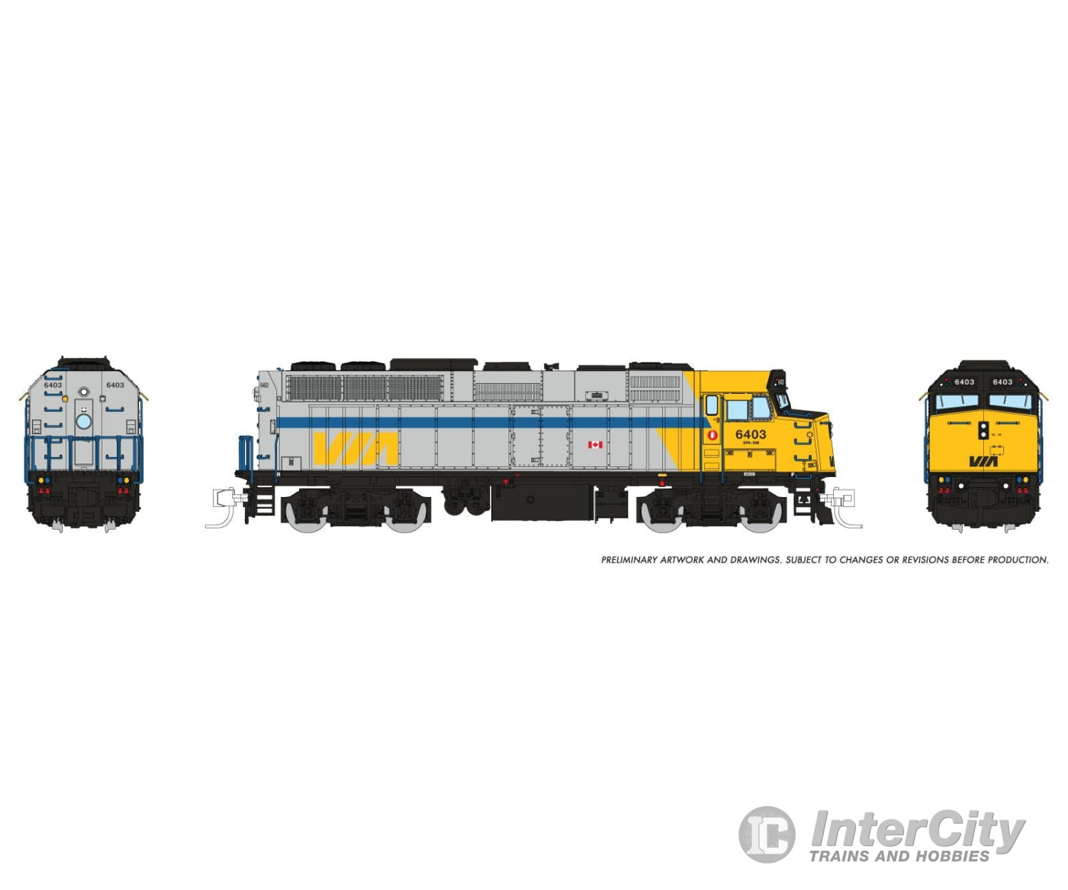 Rapido 580010 N F40PH-2D (DC/Silent): VIA Rail - Original Scheme: #6403 Locomotives