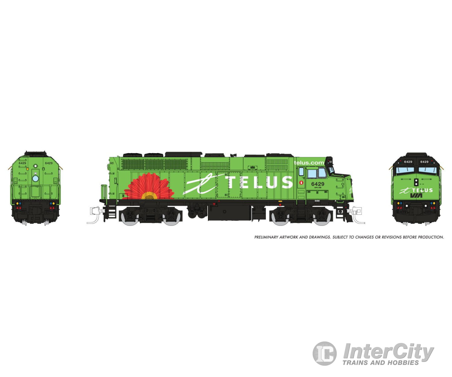 Rapido 580017 N F40PH-2D (DC/Silent): VIA Rail - Telus Scheme: #6429 Locomotives