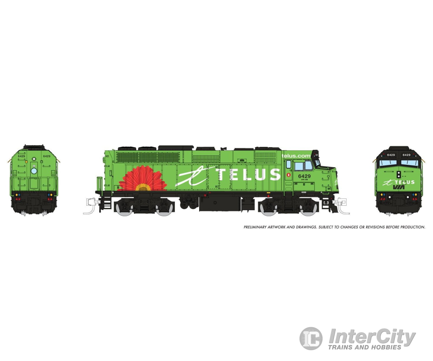 Rapido 580517 N F40PH-2D (DC/DCC/Sound): VIA Rail - Telus Scheme: #6429 Locomotives