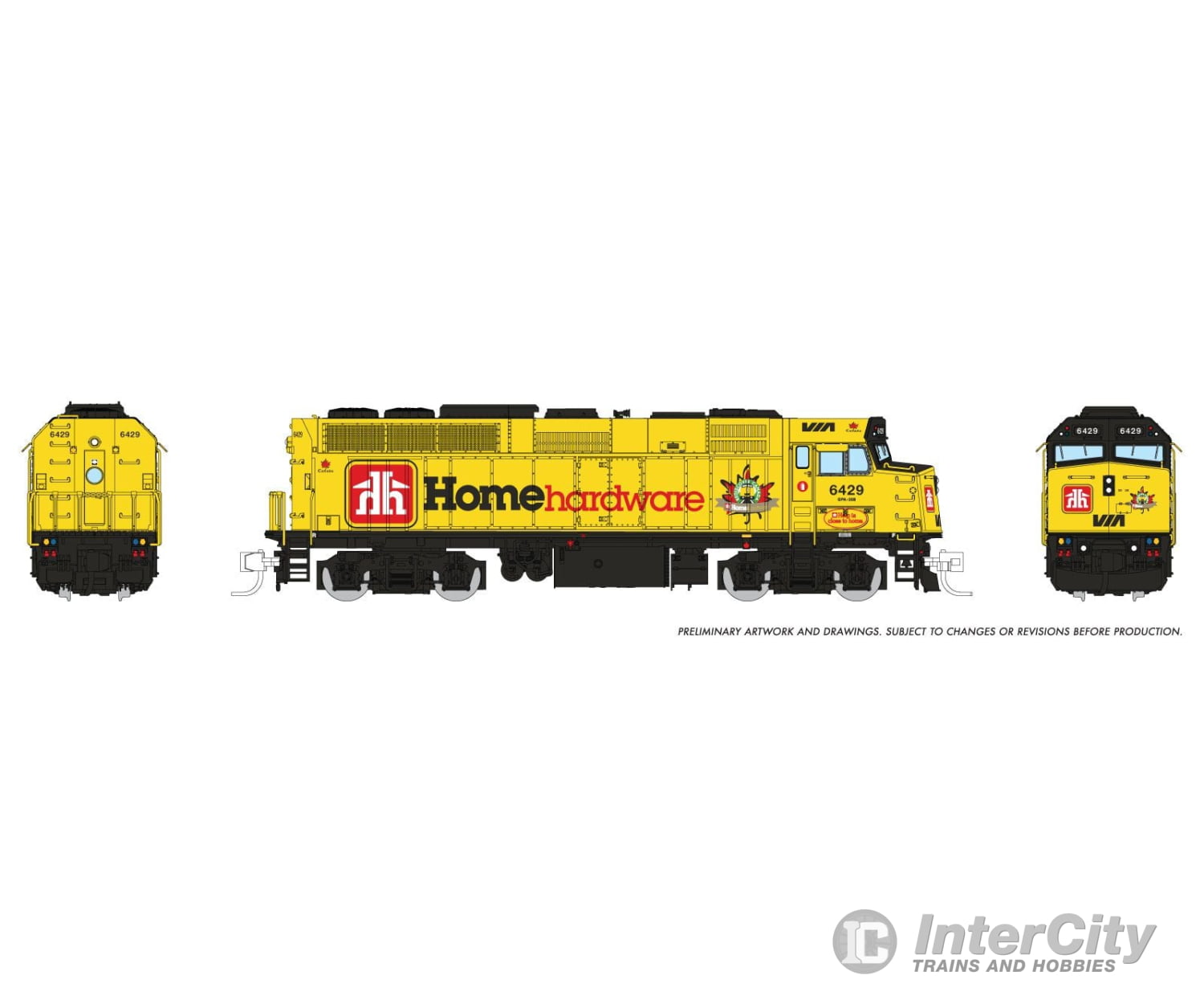 Rapido 580519 N F40PH-2D (DC/DCC/Sound): VIA Rail - Home Hardware: #6429 Locomotives