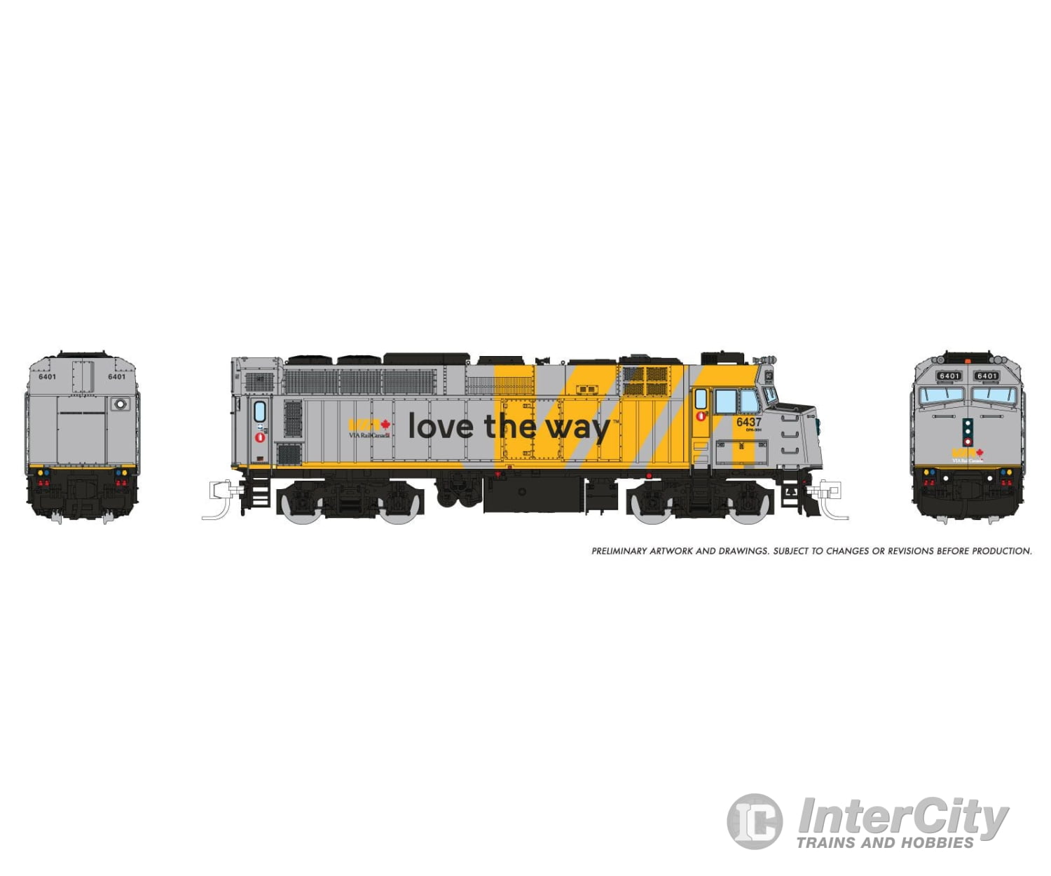 Rapido 582012 N Rebuilt F40PH-2D (DC/Silent): VIA Rail - Love The Way Wrap: #6416 Locomotives