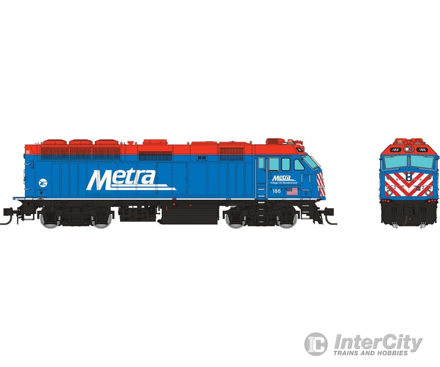 Rapido 583001 N F40Phm-2 (Dc/Silent): Metra - Blue Scheme: #186 (Village Of Streamwood) Locomotives