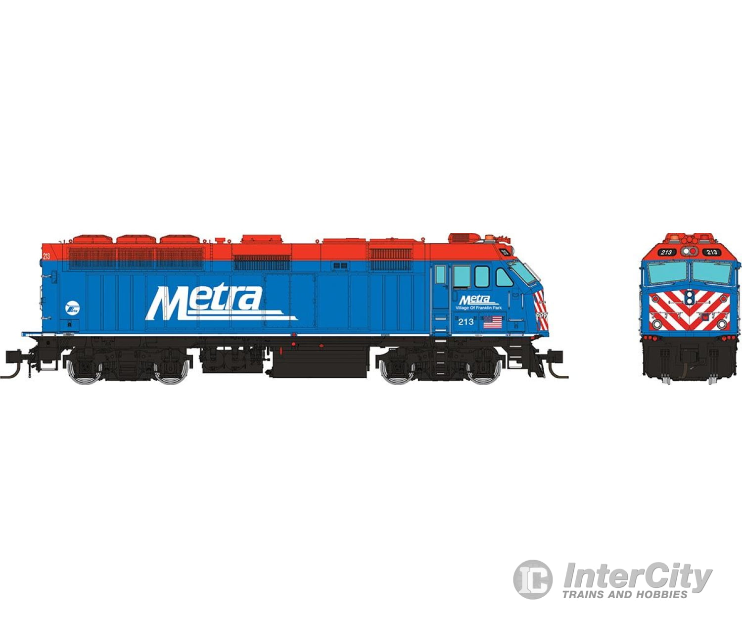 Rapido 583003 N F40Phm-2 (Dc/Silent): Metra - Blue Scheme: #213 (Village Of Franklin Park)