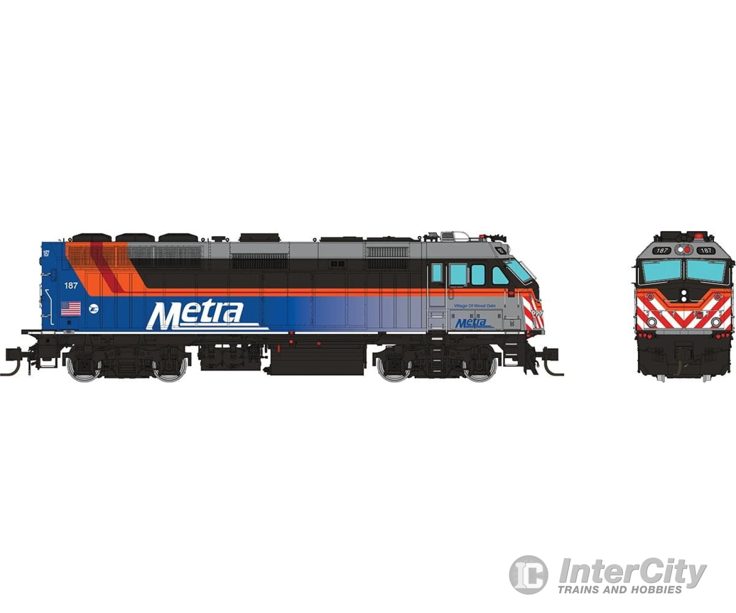 Rapido 583005 N F40Phm-3 (Dc/Silent): Metra - Fade Scheme: #187 (Village Of Wood Dale) Locomotives