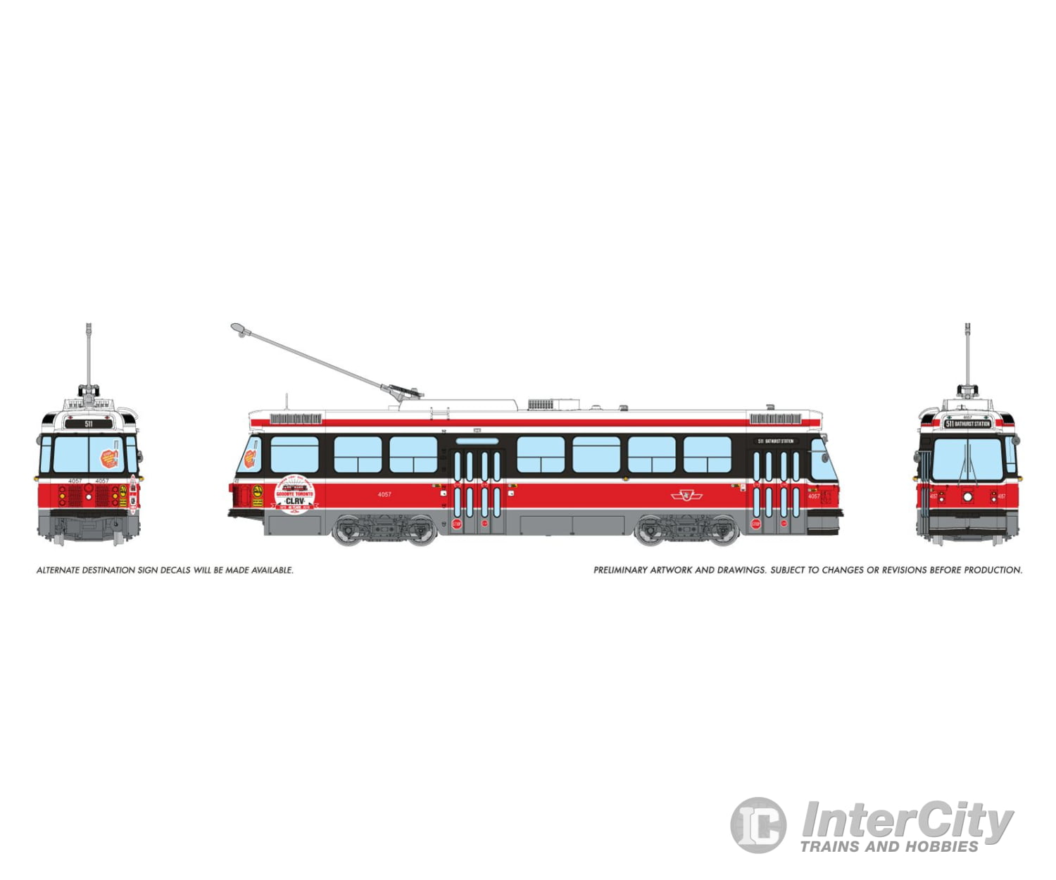Rapido 702009 HO CLRV (DC/Silent): TTC - Late Version: #4057 ’Goodbye Toronto’