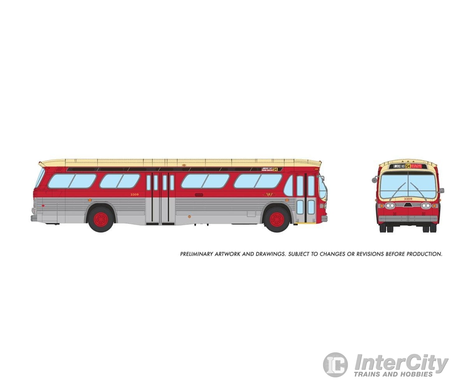 Rapido 751097 Ho 1/87 New Look Bus (Deluxe): Ttc - Maroon & Cream: #3309 Cars Trucks