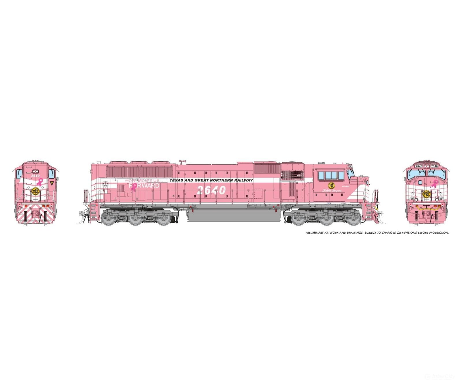 Rapido 9048541 HO SD70MAC (DC/DCC/Sound w/ Fans):Texas & Great Northern - Pink & White: #2640 Michelle Kempema - Ho