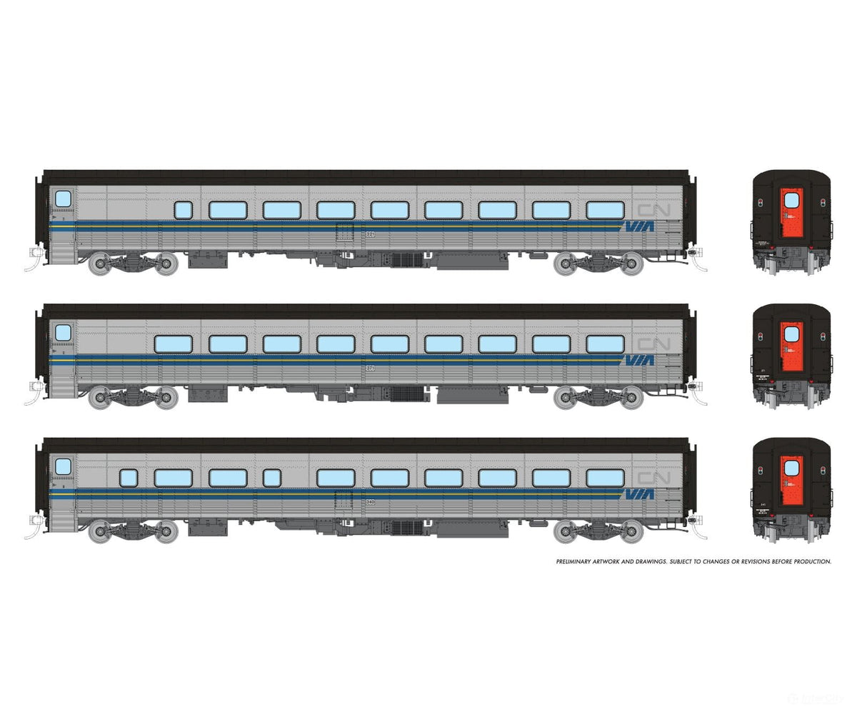 Rapido 9062004 HO Hawker Siddeley Tempo Train: VIA Set #2: Club 321 CBL 343 Coach 368 - Starter & Train Sets
