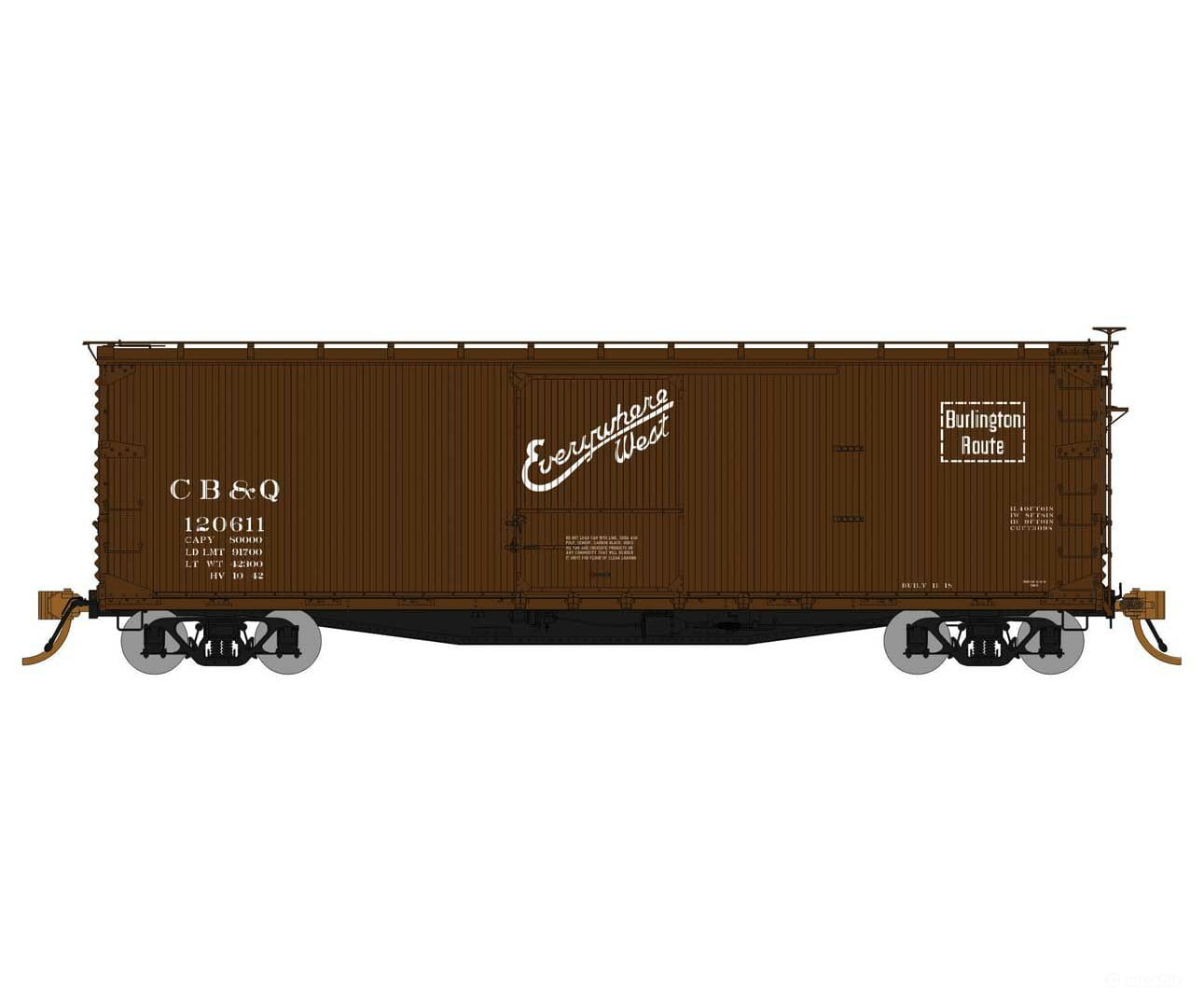 Rapido Ho 130102 130102-1 Cb&Q Usra D-S Boxcar #120575 Ln/Box Freight Cars