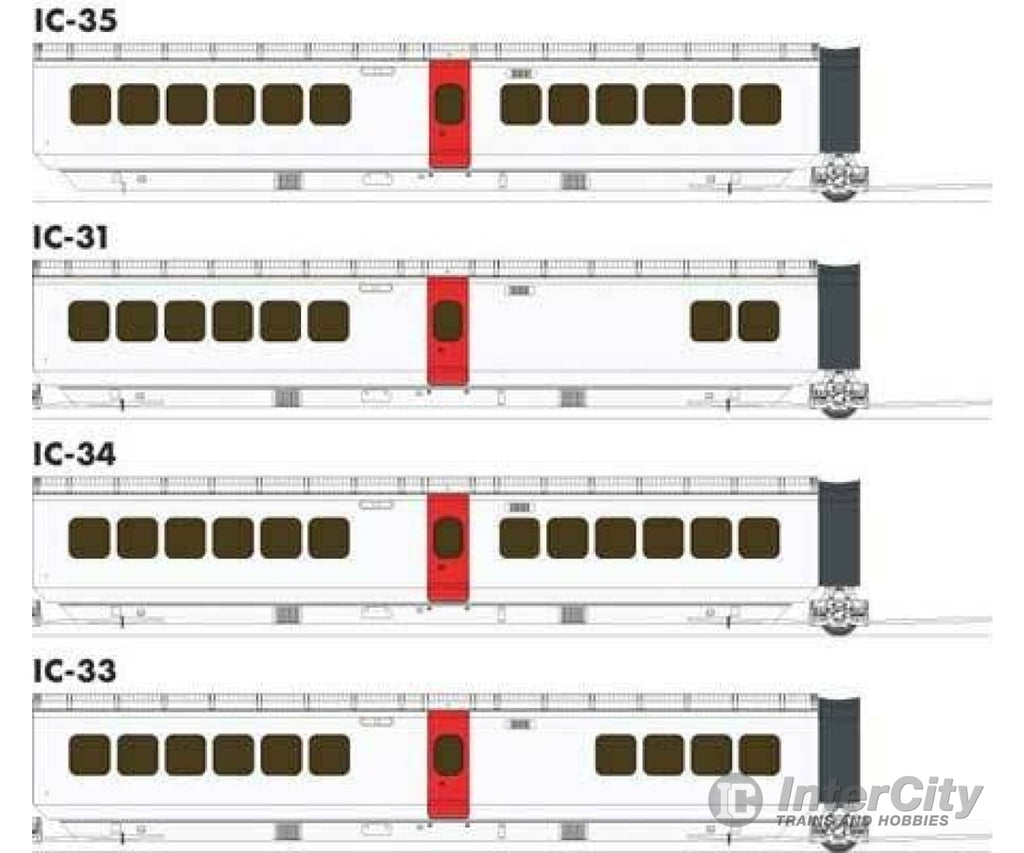 Rapido Ho 203105 Uac Turbotrain Add-On 4-Car Completion Set - Ready To Run Canadian National