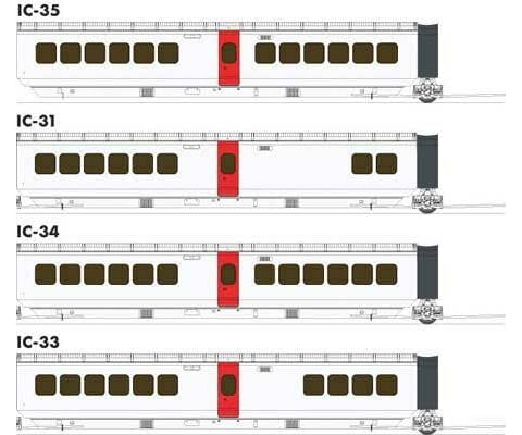Rapido Ho 203105 Uac Turbotrain Add-On 4-Car Completion Set - Ready To Run Canadian National
