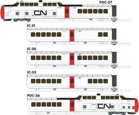 Rapido Ho 203505 Uac Turbotrain 5-Car Passenger Train-Only Set - Sound & Dcc Equipp Canadian