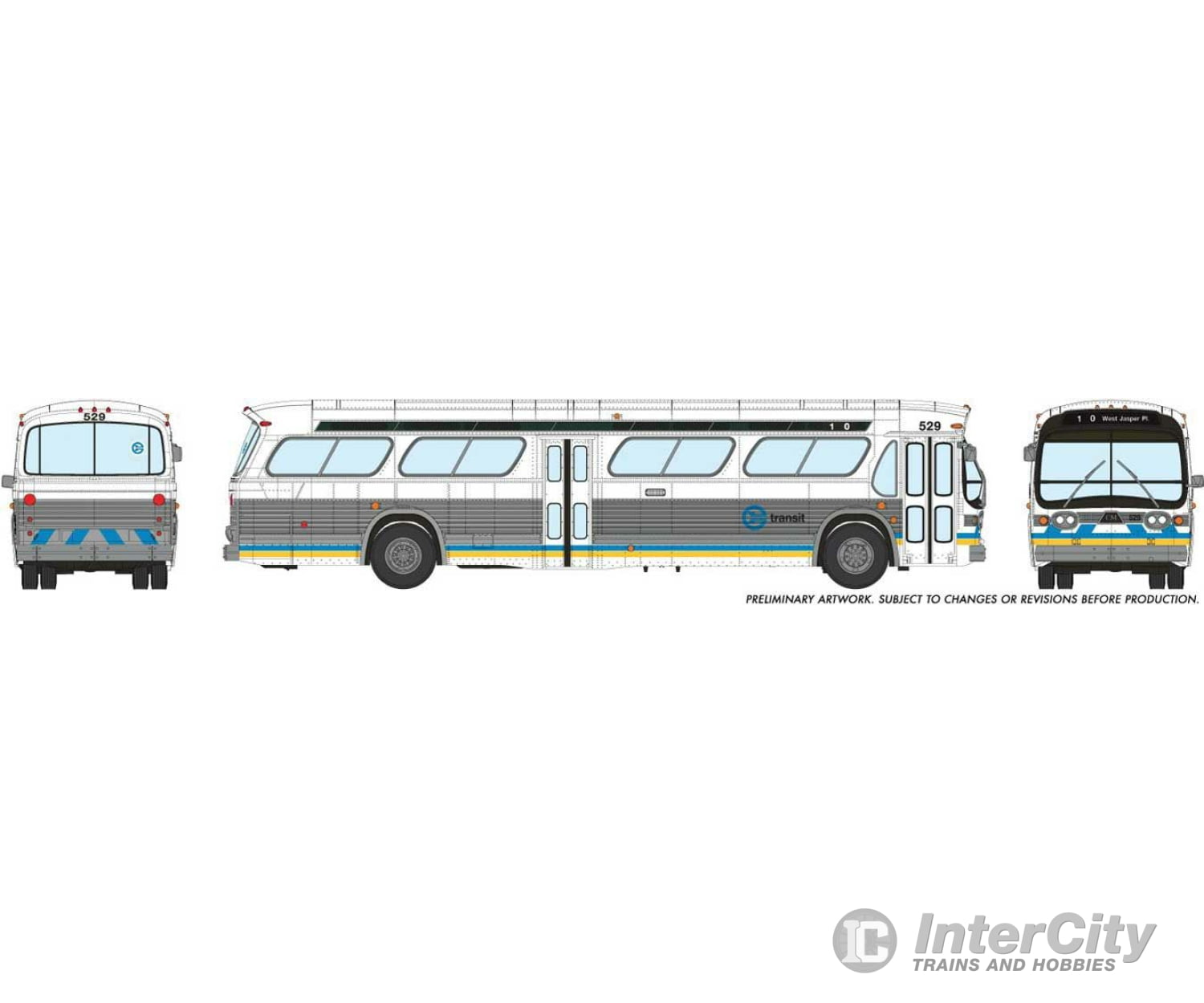 Rapido Ho 753101 1959-1986 Gm New Look-Fishbowl Bus Deluxe Lighted - Assembled -- Edmonton Transit