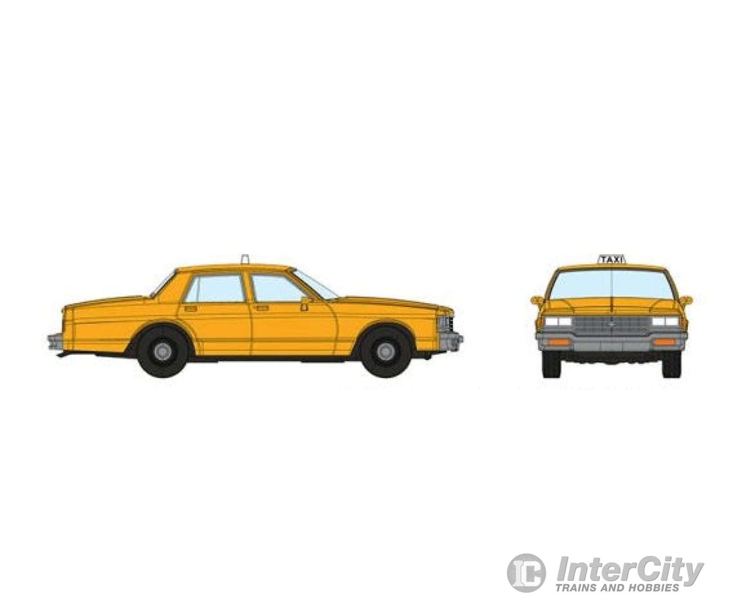 Rapido Ho 800007 1980-1985 Chevrolet Impala Sedan - Assembled -- Taxi (Yellow) Cars & Trucks