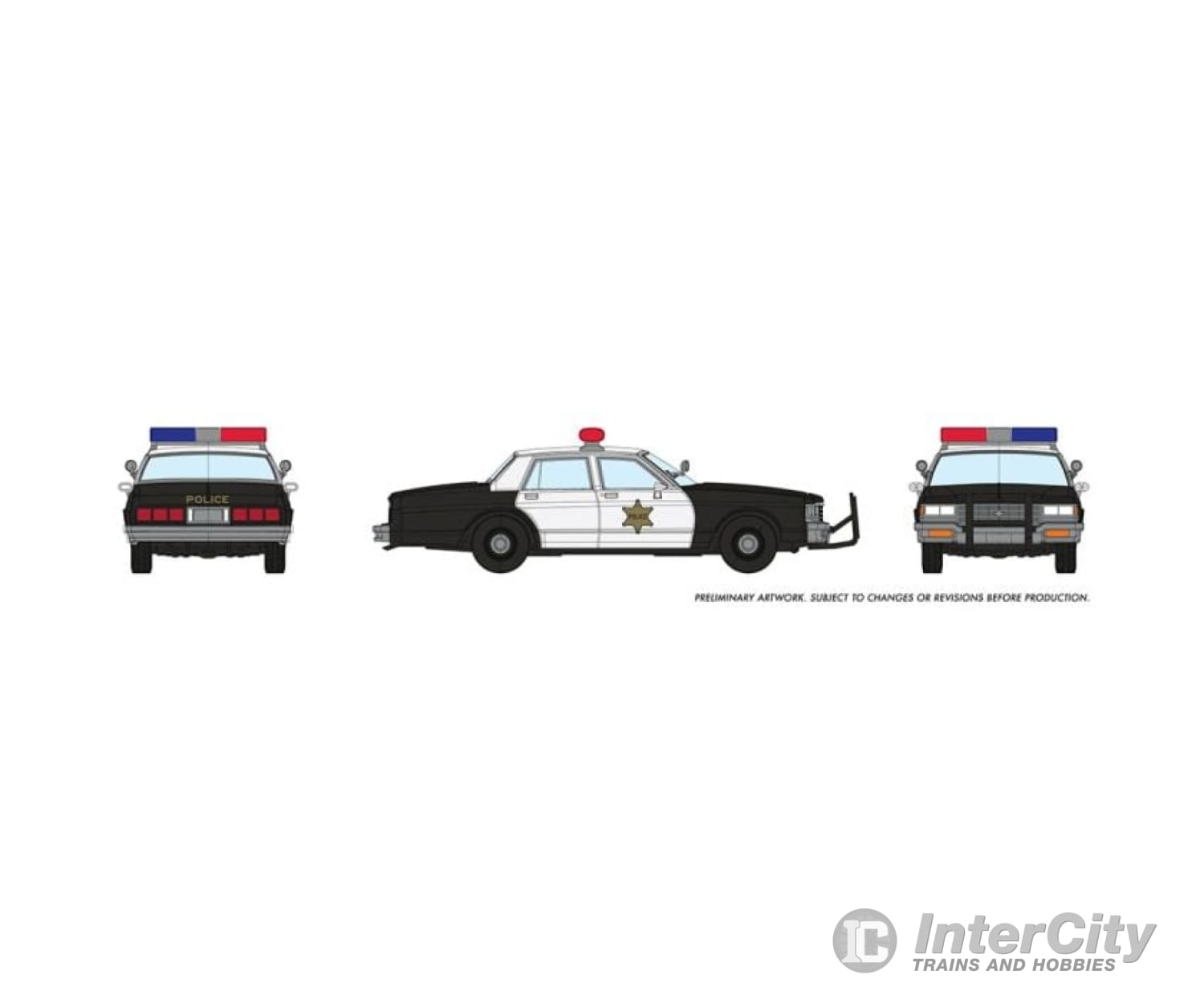 Rapido Ho 800010 1980-1985 Chevrolet Impala Sedan - Assembled -- Police (Black White) Cars & Trucks