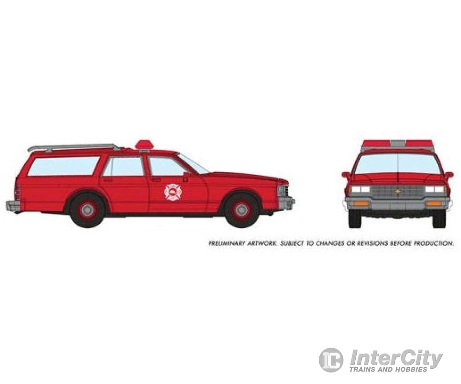 Rapido Ho 800011 1980-1985 Chevrolet Impala Station Wagon - Assembled -- Fire Chief (Red) Cars &