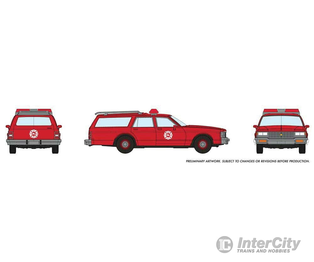 Rapido Ho 800011 1980-1985 Chevrolet Impala Station Wagon - Assembled -- Fire Chief (Red) Cars &