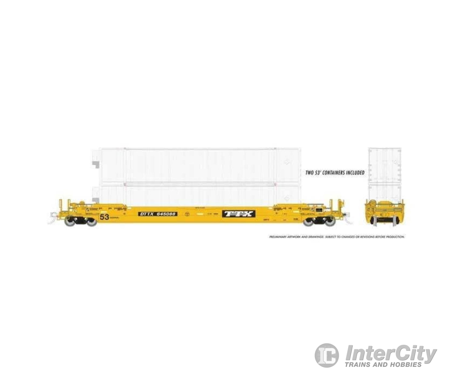 Rapido Trains Ho 401061A Gunderson 53’ Husky Stack Well Car With Containers - Ttx Freight Cars