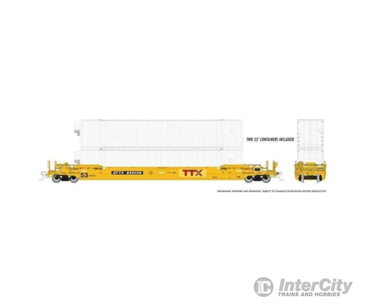 Rapido Trains Ho 401063A Gunderson 53’ Husky Stack Well Car With Containers - Ttx Freight Cars